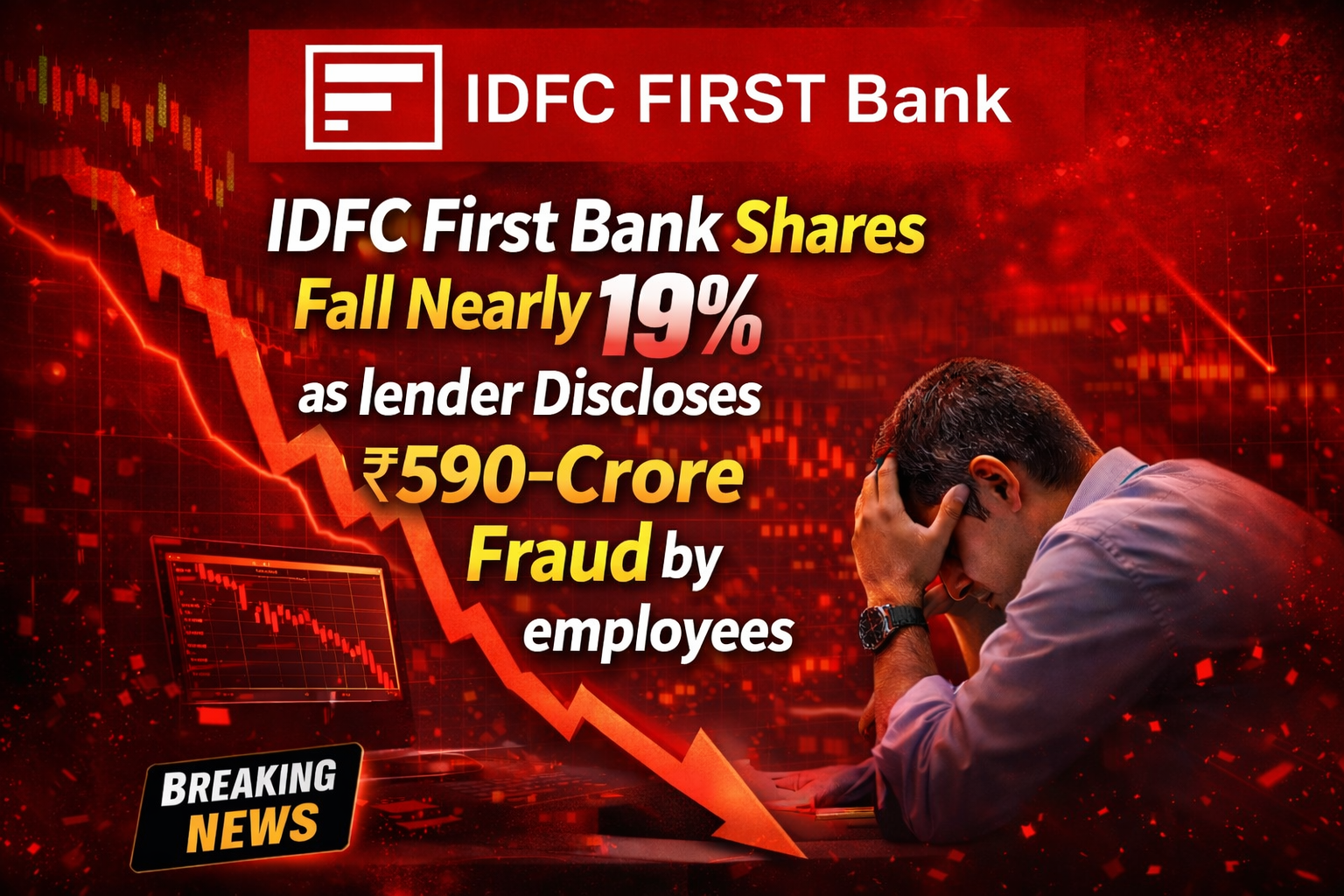 You are currently viewing IDFC First Bank Shares Fall 19% After ₹590-Crore Fraud Disclosure – Market Impact & Details